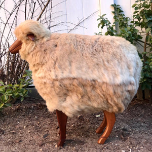 Life-Size Medium Sheep Footstool - Mahogany Varnish