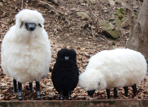 Life-Size Large Sheep Bench - Black Varnish.