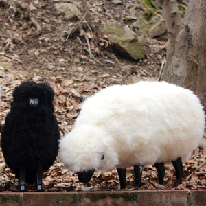 Life-Size Medium Grazing Sheep Footstool - Black Varnish