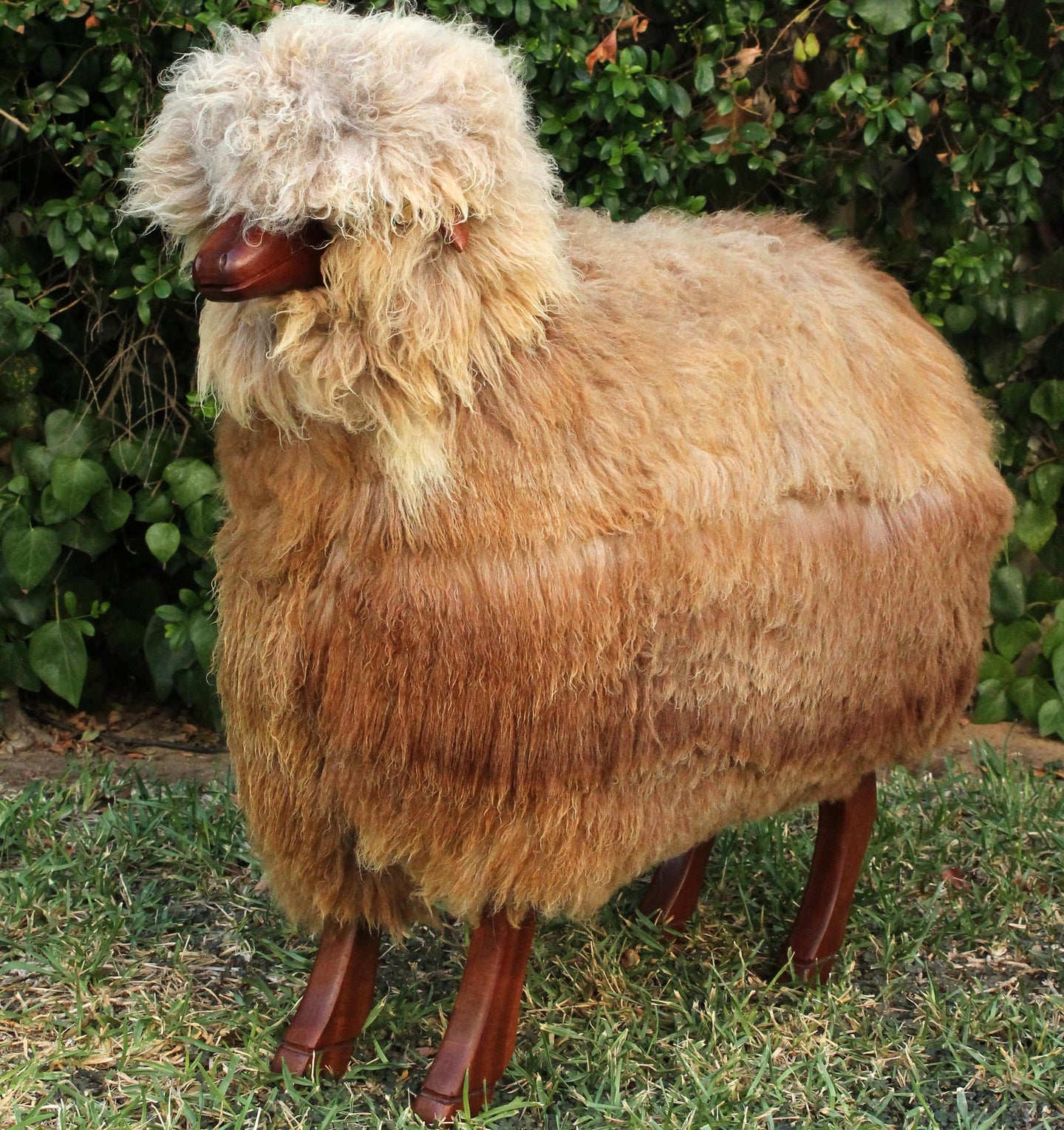 Life-Size Large Sheep Bench - Mahogany Varnish