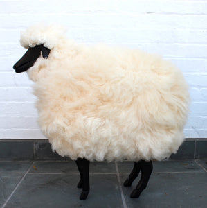 Life-Size Medium Sheep Footstool - Black Varnish
